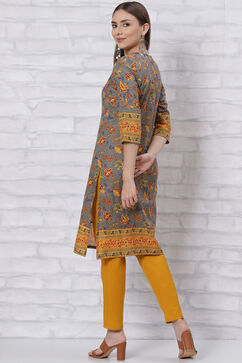 Grey Straight Kurta image number 4